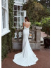 Ivory Satin Cowl Back High Slit Simple Wedding Dress